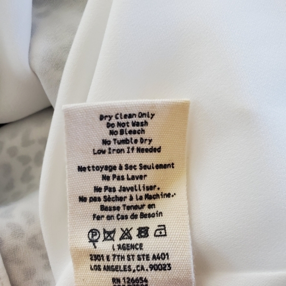 New L'Agence Diego Heart Print Wrap Silk Ivory/Black Dress NWT Size 8 - Picture 15 of 15